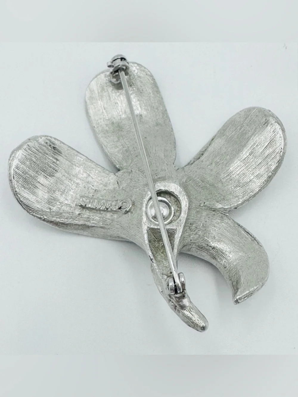Emmons Signed Vintage Silver Tone Flower Brooch